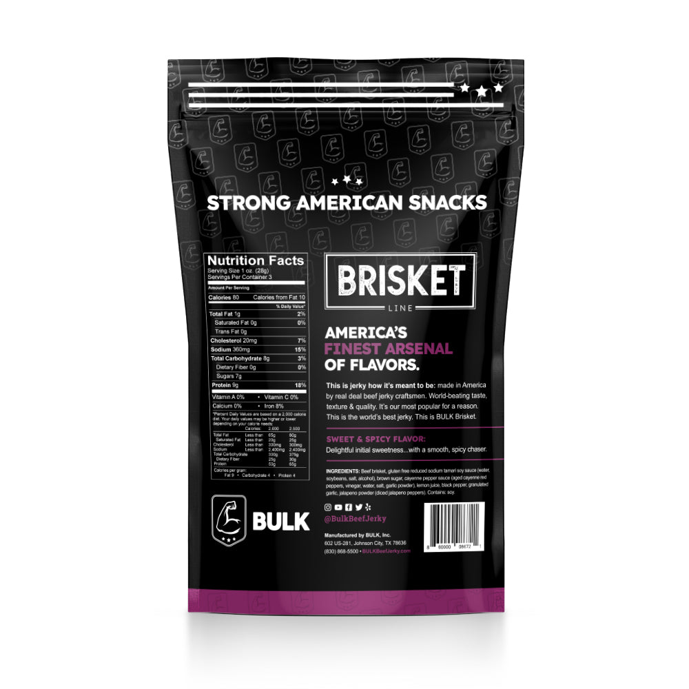 All-Natural Sweet & Spicy Brisket Beef Jerky - BULK JERKY