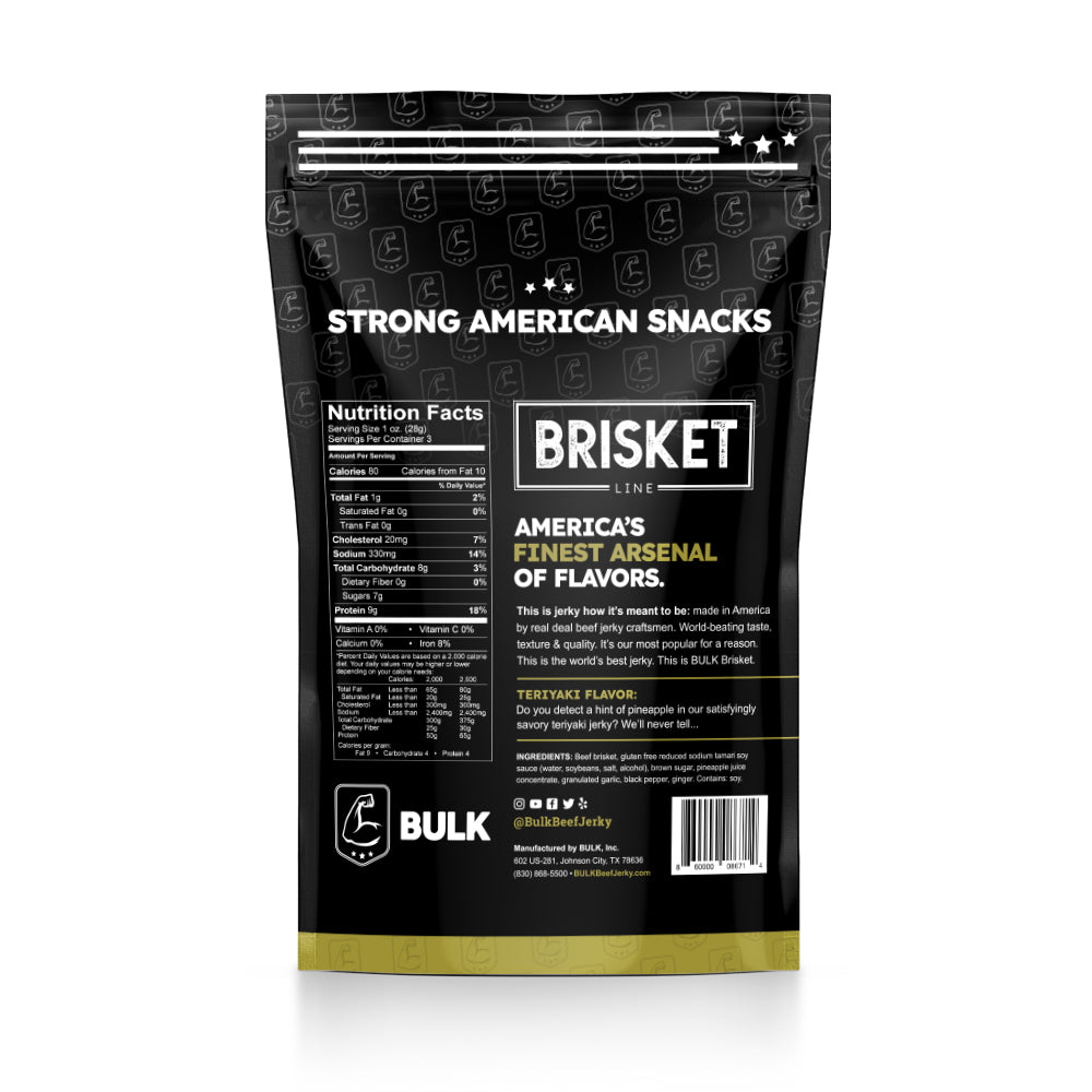 All-Natural Teriyaki Brisket Beef Jerky - BULK JERKY